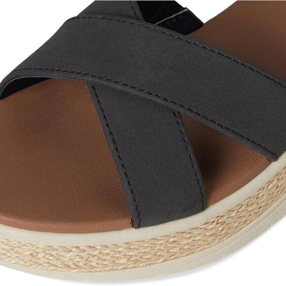 Womens Faux Leather Slip-Ons 6.5 Black/White Summer Comfort Vegan - Picture 6 of 7